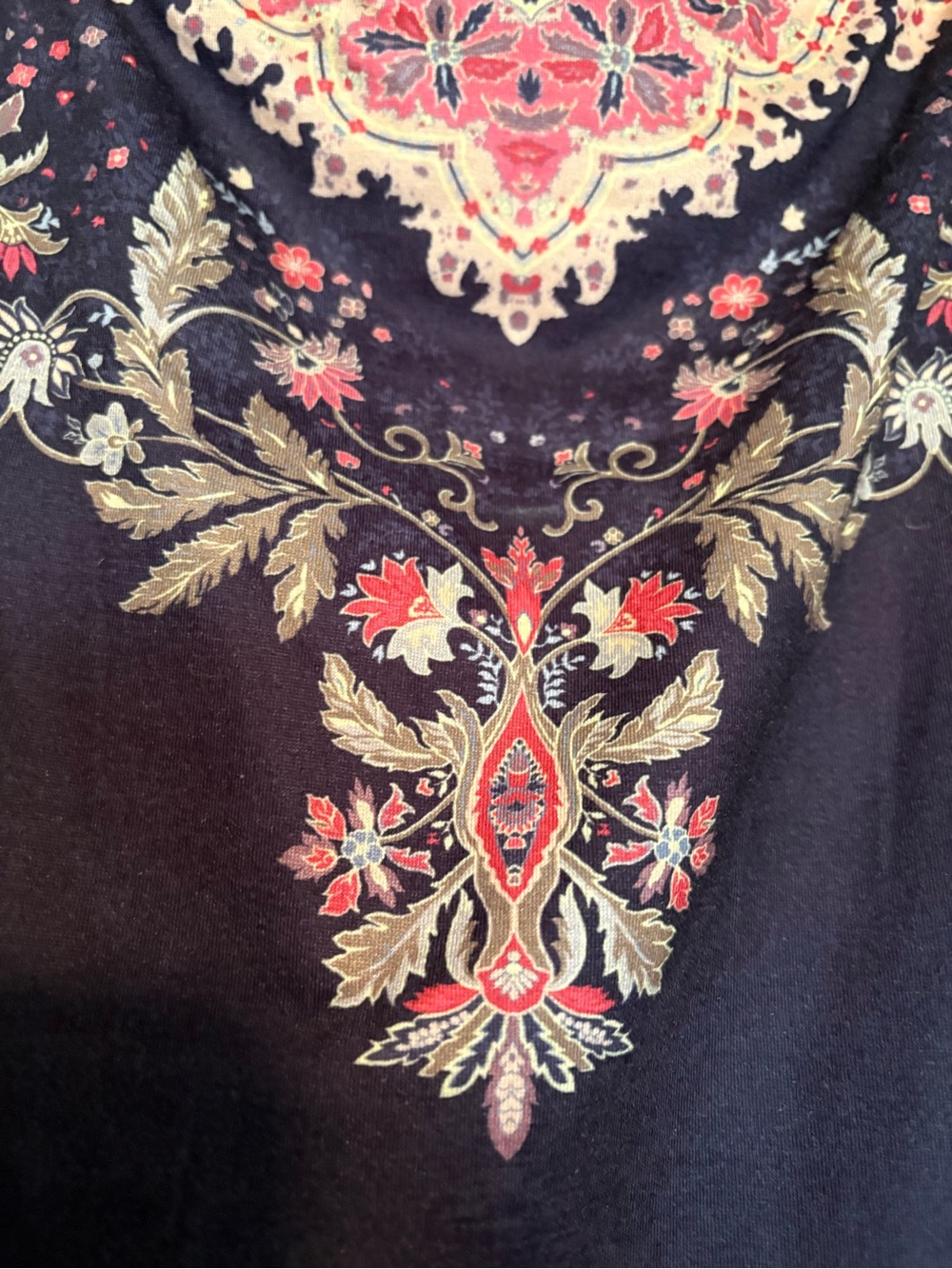 Amazon Essentials Black Tank Top with Coral & Gold Paisley Print - Picture 4 of 5